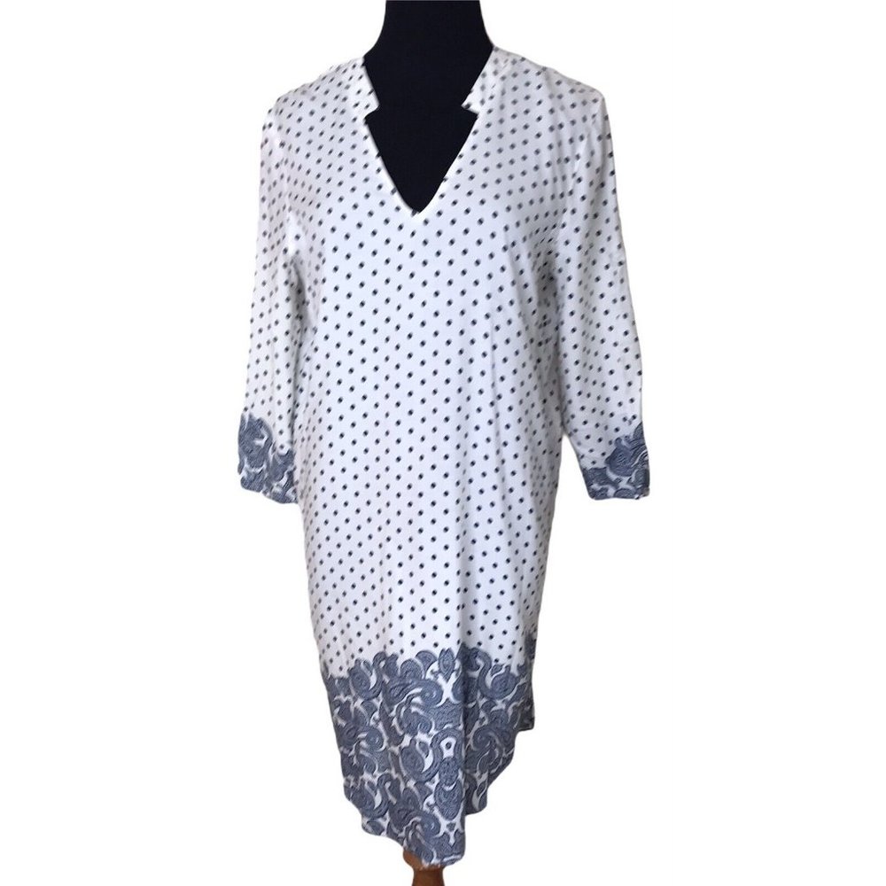 Zara Basic Polkadot Dress Blue White Size Medium